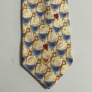 Ermenegildo Zegna 100% Silk Tie Yellow Birds